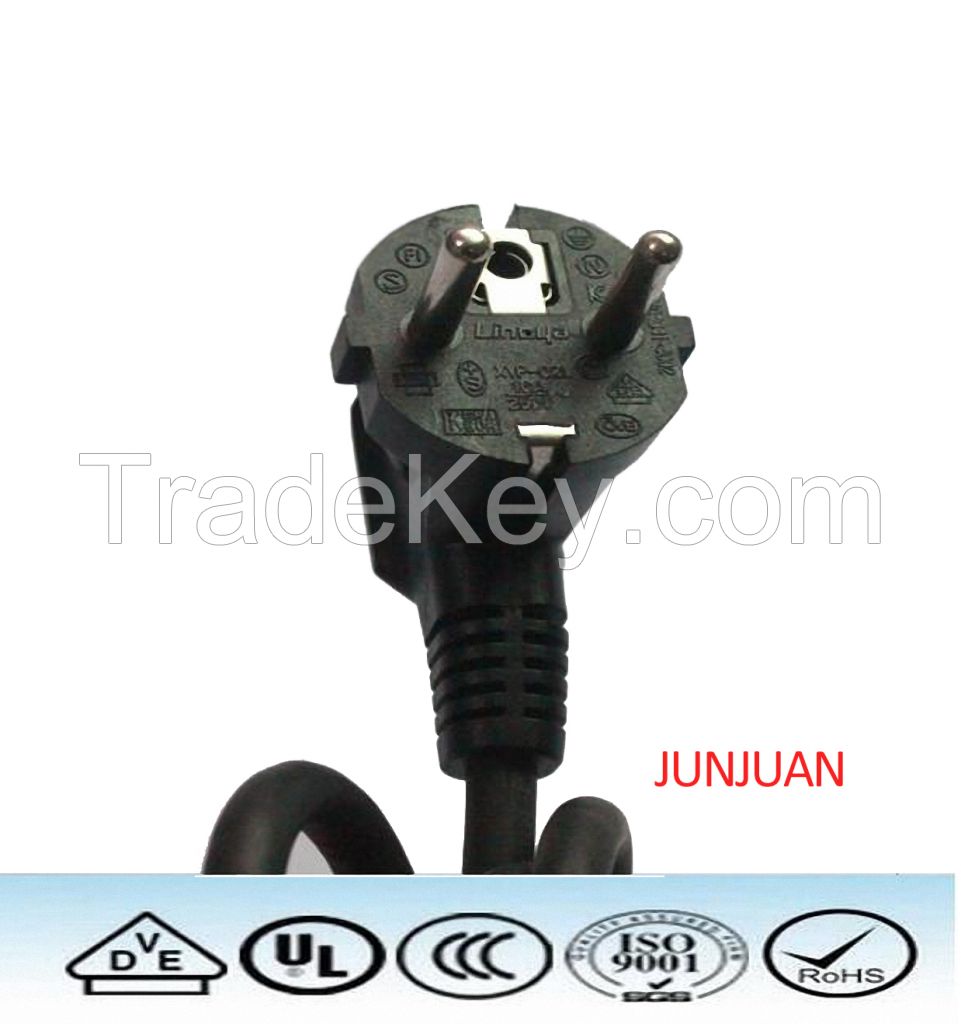 Europe 250v VDE Standrad 2/3pin plug power wire / cable