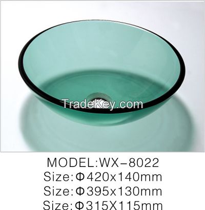 10mm Or 12mm Thickness Tempered Green Polished Clear Glass Bowl For Ba