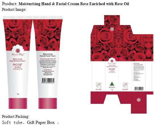 Moisturising Hand & Facial Cream Rose Enriched with Rose Oil