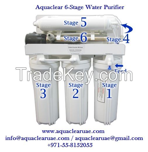 Aquaclear Home Water Purifier R. O. + UV System 6- Stage's 