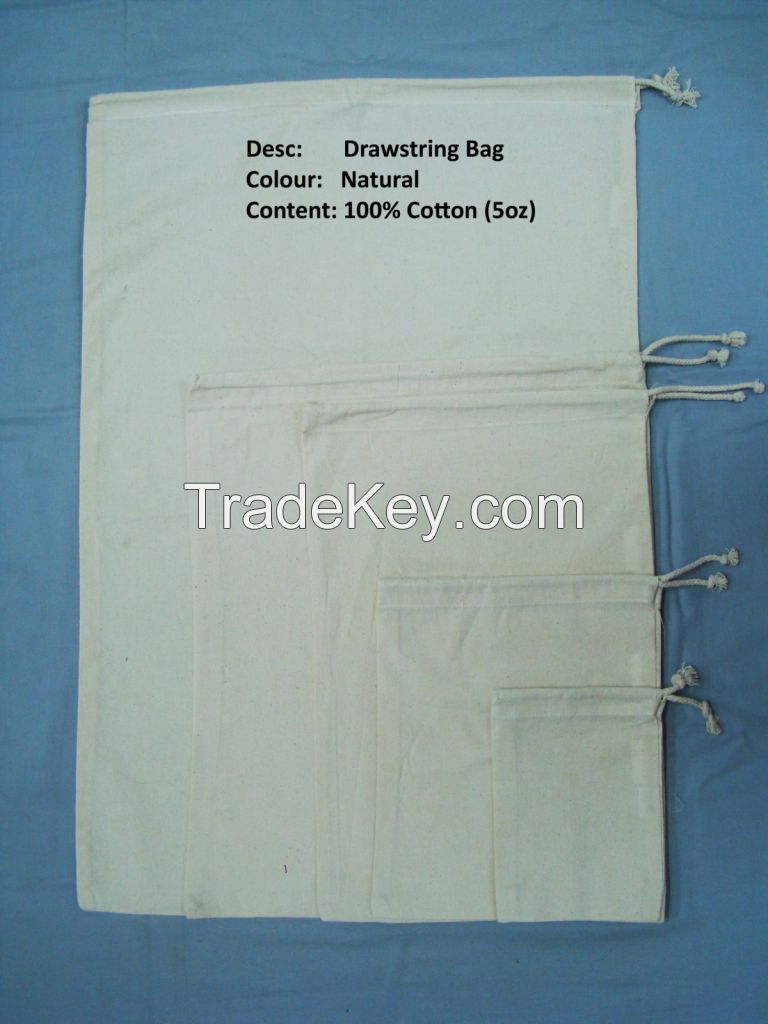 100% Natural Cotton Drawstring Bags