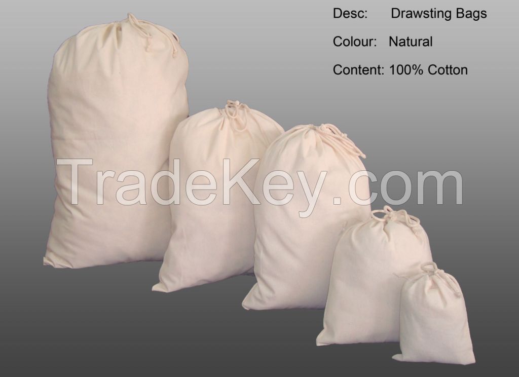 100% Natural Cotton Drawstring Bags 