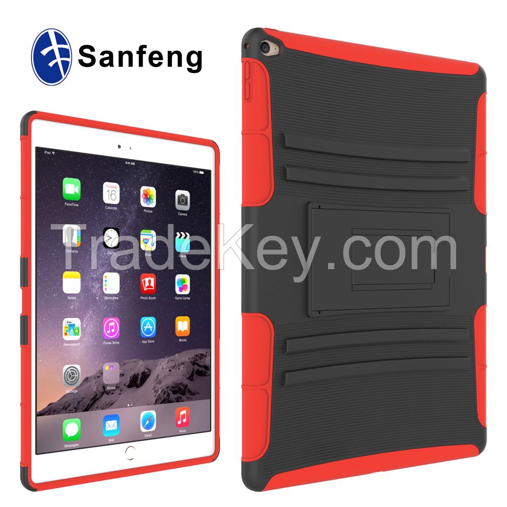 New Style Cover for iPadmini4 silicone+PC 2-in-1 kickstand case