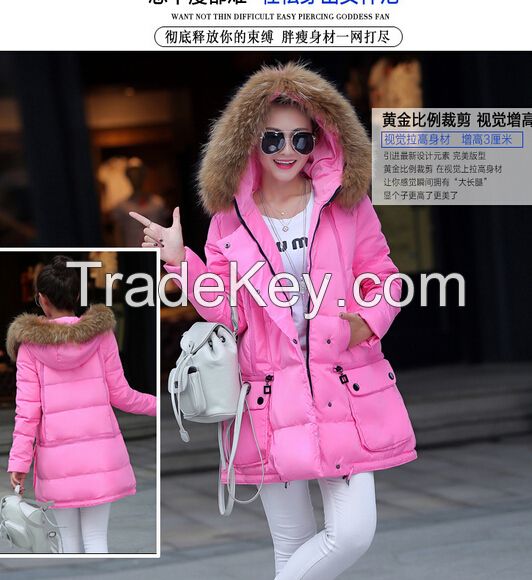 AA91Han edition thickening in the long winter women's wear cotton-padd