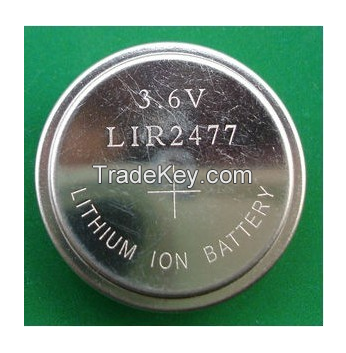 3.6V Rechargeable Lithium Button Cell Battery Lir2477