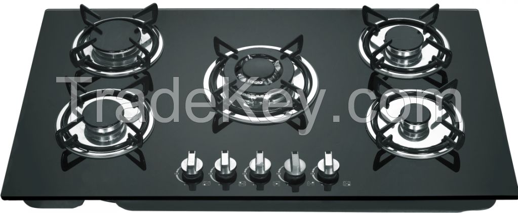 hot selling 5 burners glass top gas stove/gas cooker/gas hob 925-GLASS