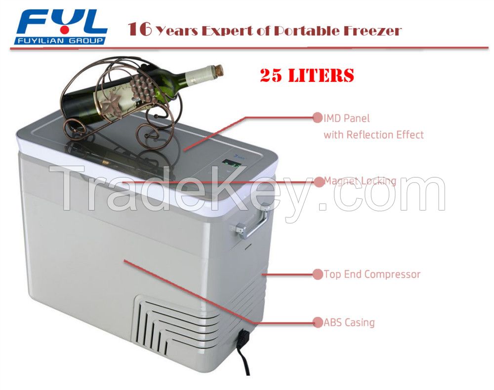 25L DC 12V/24V portable car fridge freezer for camping