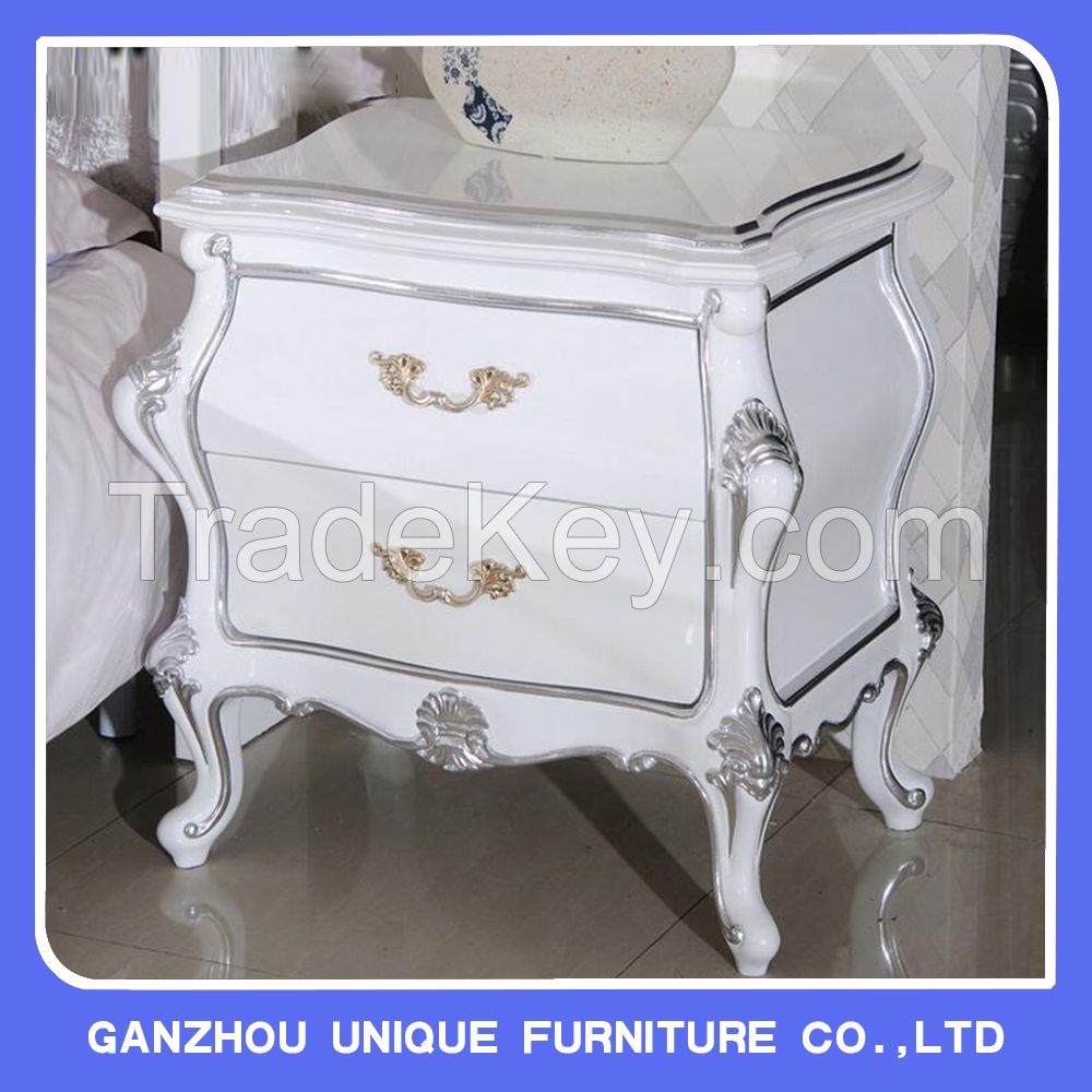 Solid Wood Bedroom White Nightstand Europe Style