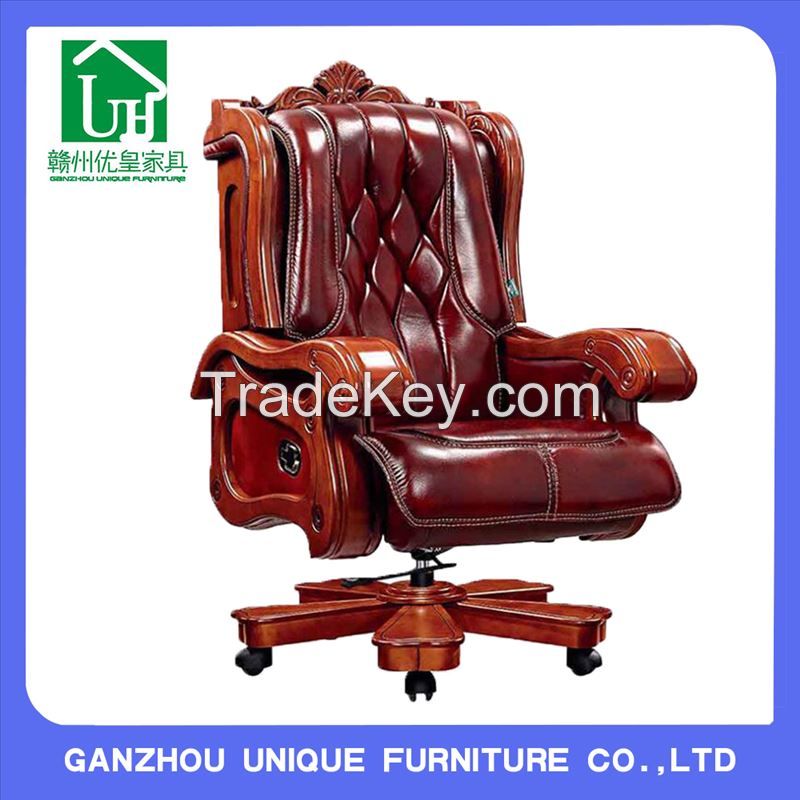 Office Luxury Wooden Swivel Chair For Boss