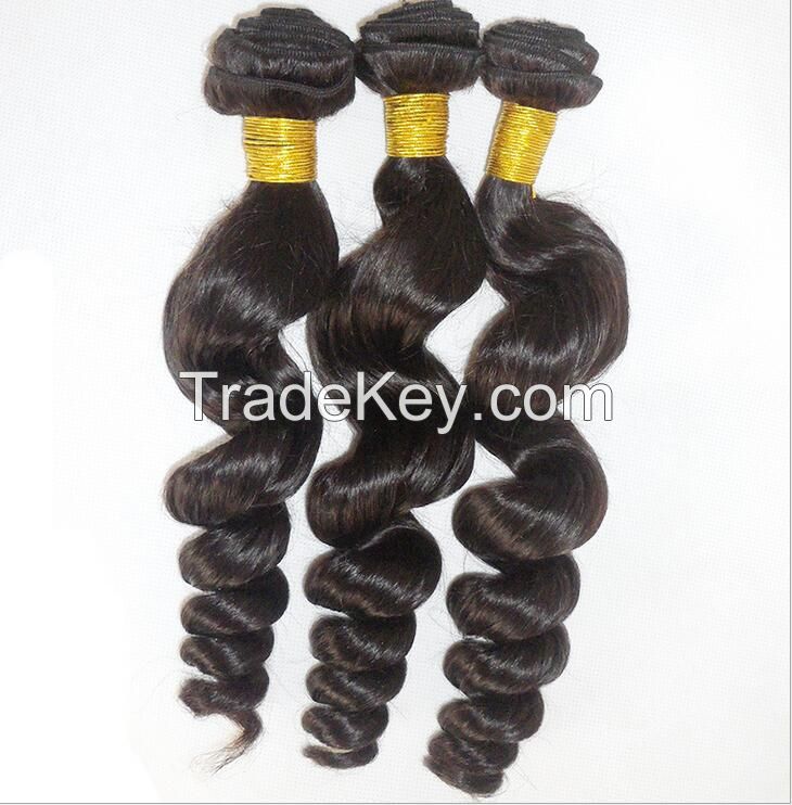 Full cuticles attached black brazilian human hair weave