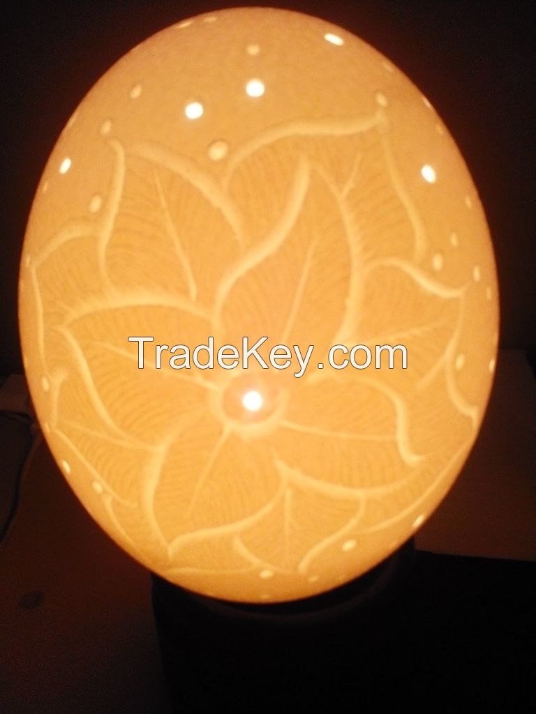 CARVED OSTRITCH EGG SHELL LAMPSHADES