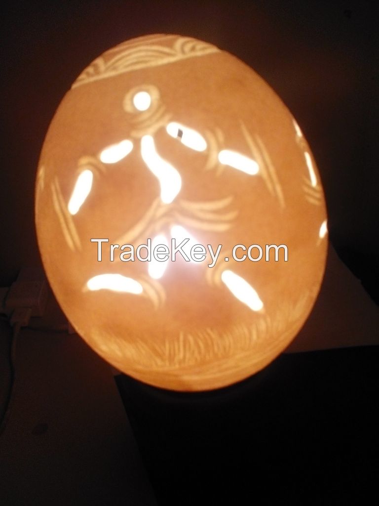 CARVED OSTRITCH EGG SHELL LAMPSHADES