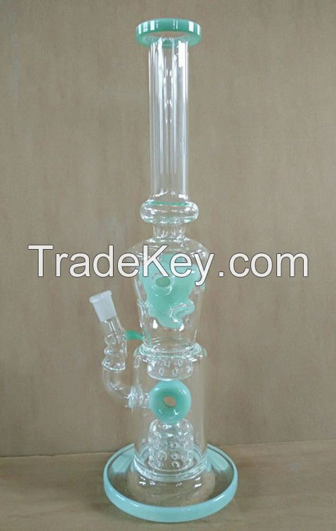 new hand blown milk green colour glass smoking pipe with pcs holes