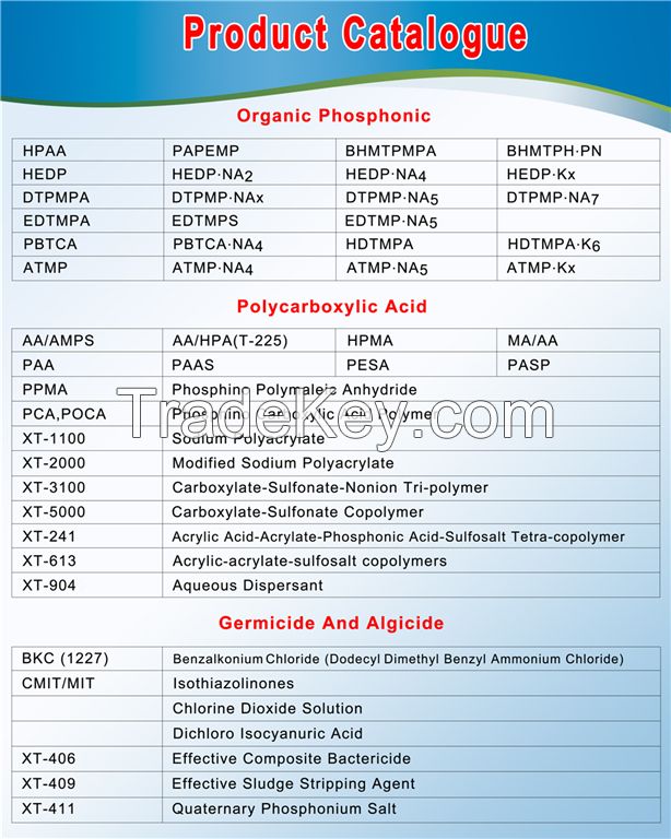 Water Treatment chemicals, ATMP, HEDP, HEDP-2Na, EDTMP.Na5 , DTPMPA,1227,CMIT etc