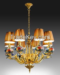 "Fish Pursuit for Richness" Cloisonne Ceiling Lamp