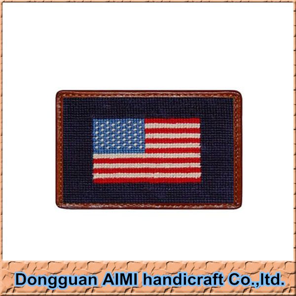 New American flag gift card holder, needlepoint card holder wallet
