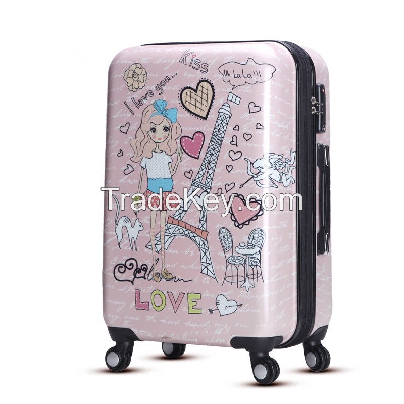 100% new imported abs pc travel luggage set with spinner wheel