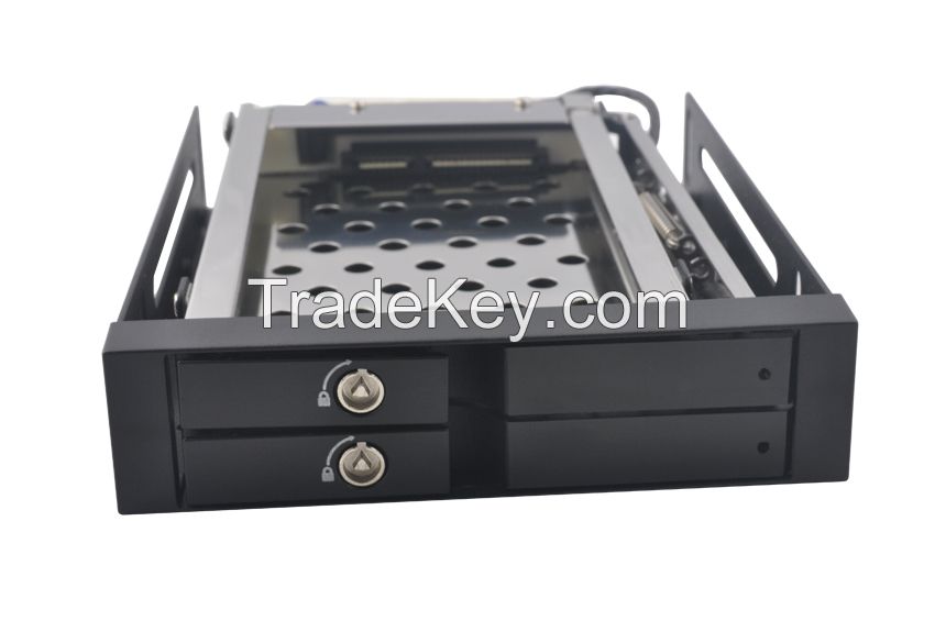 Dual 2.5in hard Drives for 3.5In Tray less Hot Swap SATA  Aluminum Case Mobile Rack