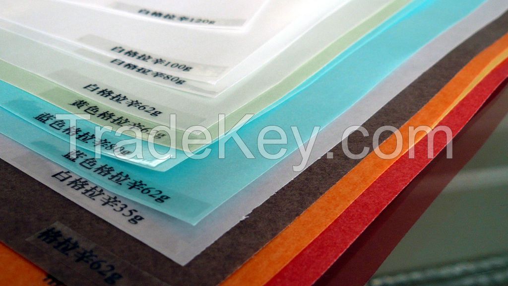 Glassine release paper with silicone coating to directly supply by factory colors and specification as request