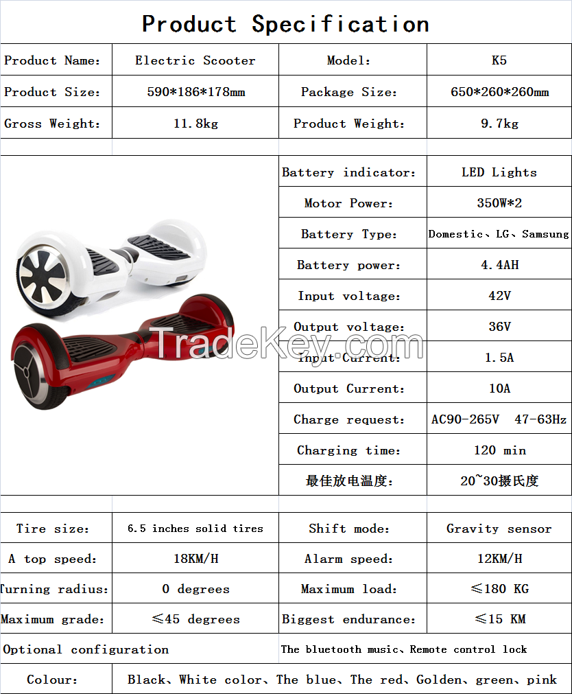 T6 self balancing electric scooter