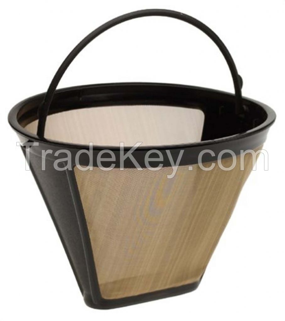 #4 Gold Cone Shape Permanent Coffee Filter (Gold/Black)