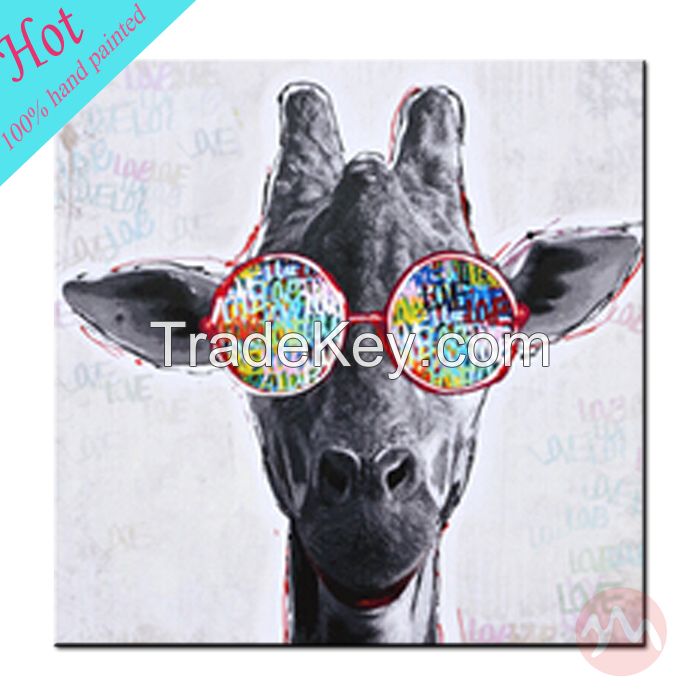 2016 new hot sale handmade animal oil painting for home decor