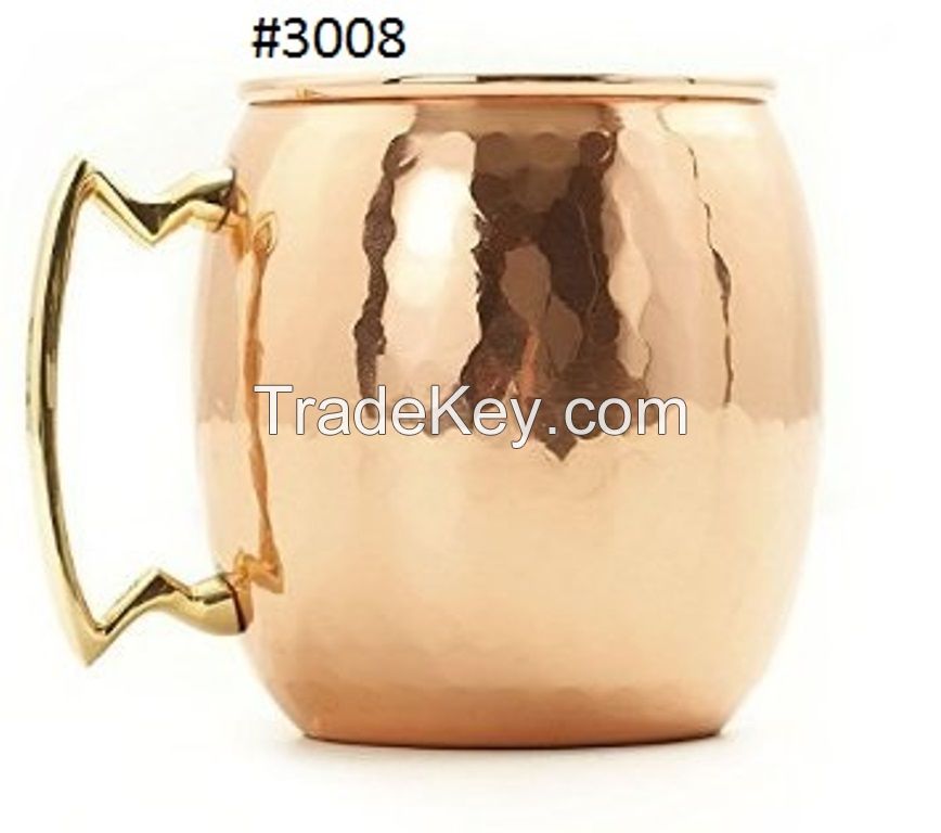 Hammered Copper Mule Mug 16 oz With Regular Brass Handle