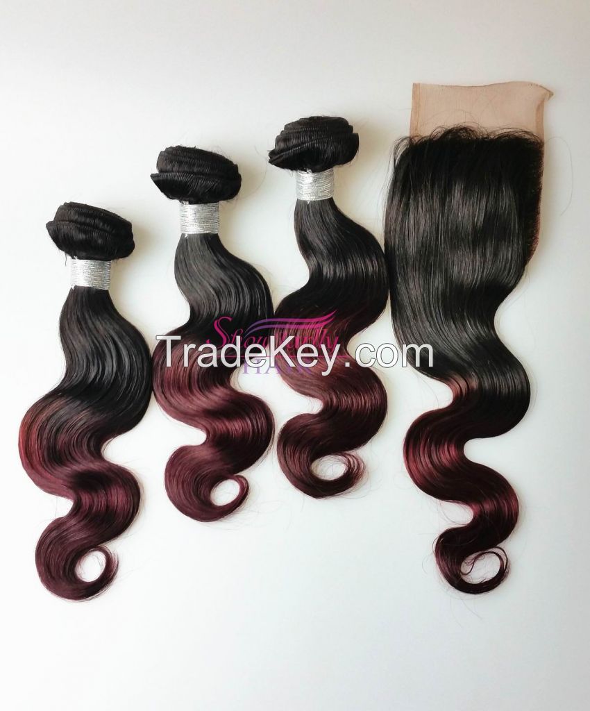 Brazilian Hair Weft Remy Hair Hair Weaves With Closure