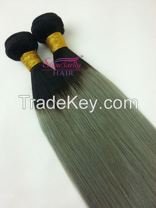 Brazilian Hair Weft Human Hair Remy Hair  Granma Grey 1B Grey