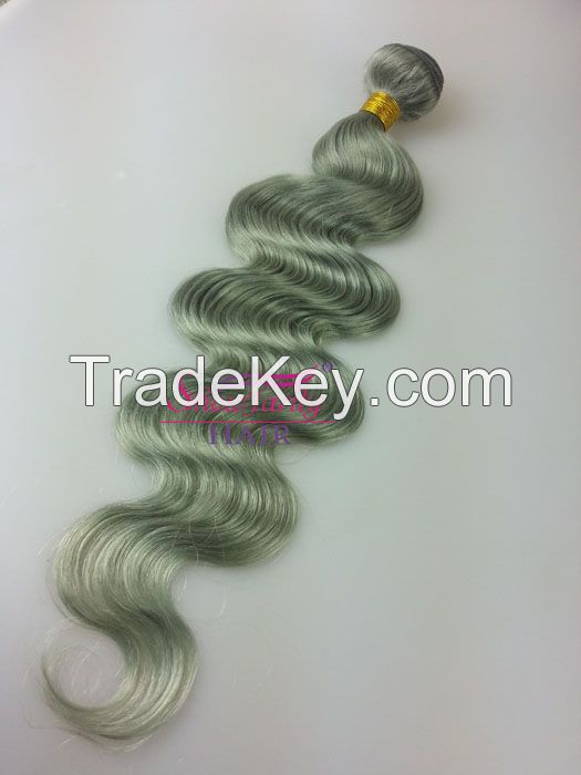 Brazilian Hair Weft Human Hair Remy Hair  Granma Grey 1b Grey