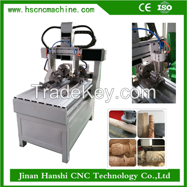 HS6090 mini multi head wood engraving milling 4 axis cnc router engraver machine