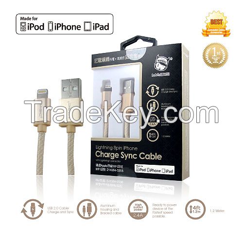 Apple Sync/charge cable-Alum. connector-1.2M-Gold