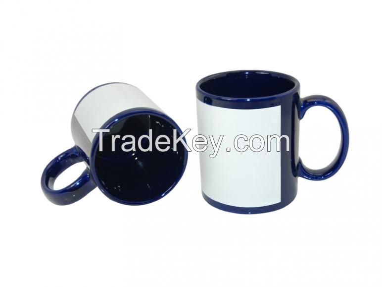Sublimation Mugs--11oz Full Colour Mug with White Patch