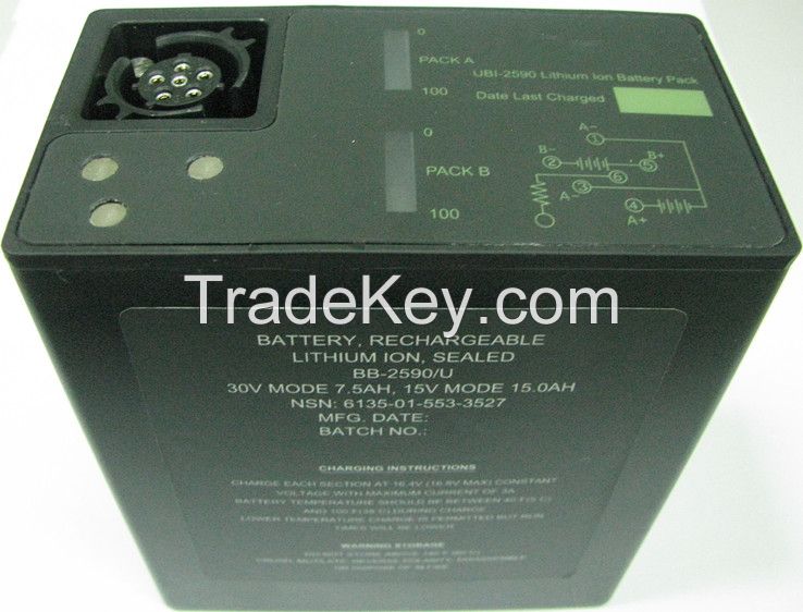 BB2590U 15Ah rechargeable lithium ion military battery pack