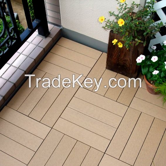 PS Material Slat with PE base Assembled WPC Outdoor Flooring