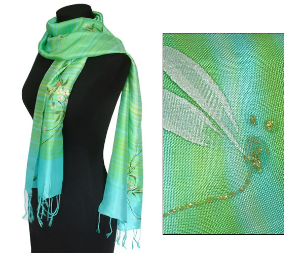Flower silk scarf & shawl from thailand