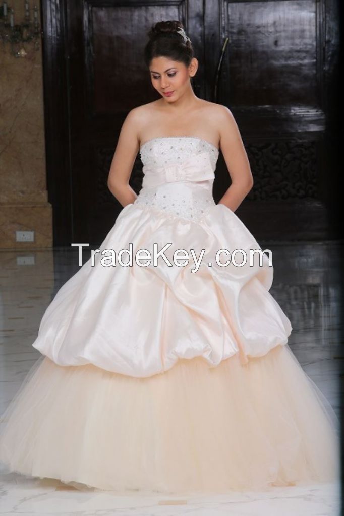 Shining Princess Strapless Decorated Designer Wedding Gown