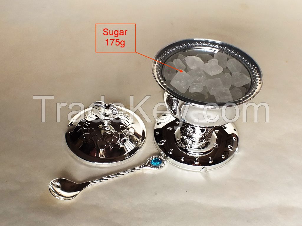 Arab high-grade fine silver goblet circular Sugar Bowl