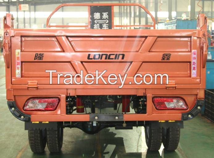 China Loncin gasoline cargo use motorcycle JY5 self unloading 5 wheel open motor tricycle