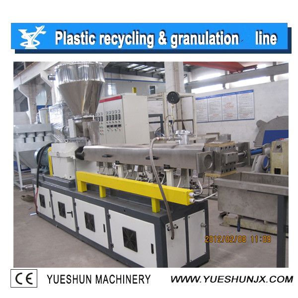 Co-rotating double screw extruder pelletizing line