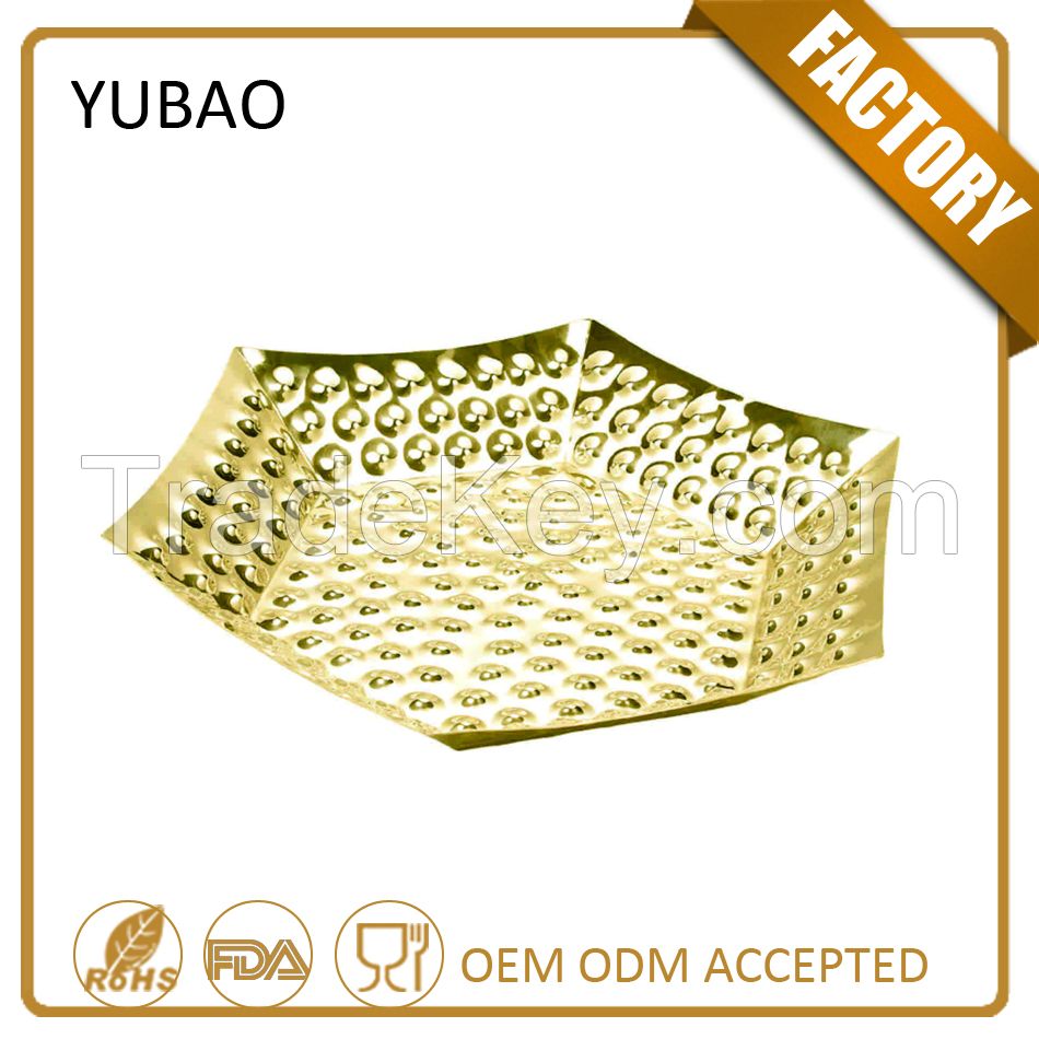 Polygonal Gold Hammered Stainless Steel Hot Food Warmer Buffet Server