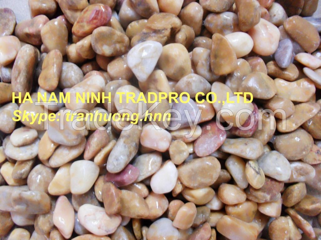 white , colorful, decorative natural pebble stone for paving or decoration