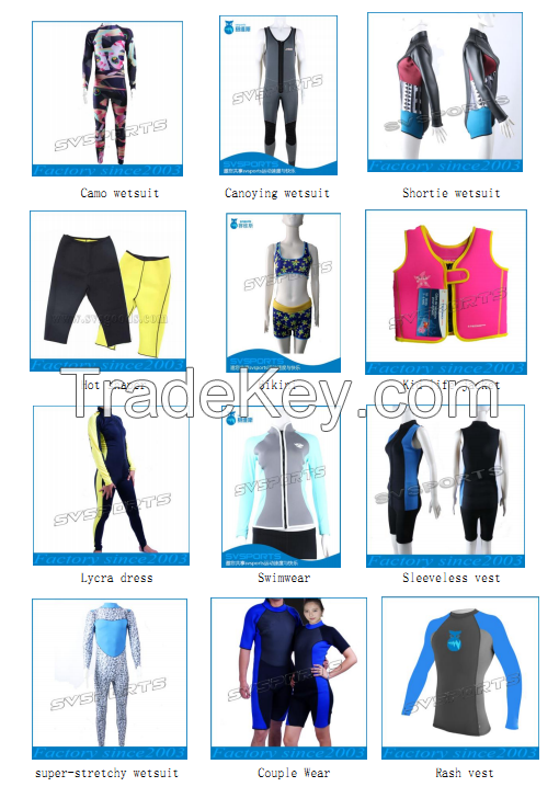 All kids of neoprene wetsuits