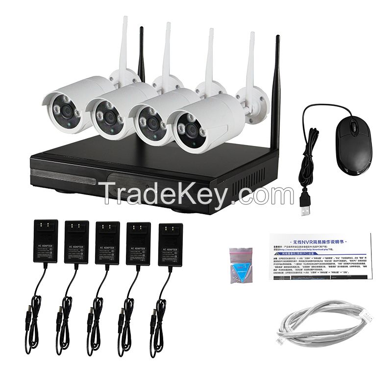 LS Vision 4 Channel Full HD 1080P Wireless Wifi Nvr Kit 4pcs P2P CCTV IP Surveilliance Camera (LS-WK9104)