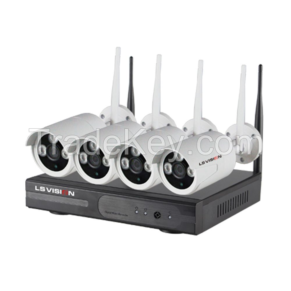 Ls Vision night vision IR 30m IP wireless 4ch nvr kits for indoor and outdoor use (LS-WN9104)