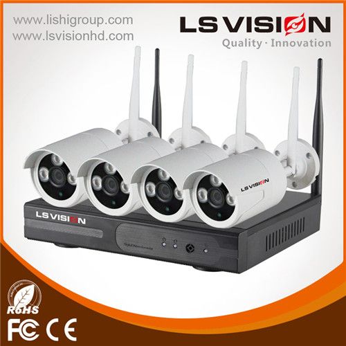 LS Vision 4CH H. 264 HD Wireless WiFi Mini NVR Kit with 4pcs 720P IR Night Vision P2P IP Camera for Home/Office