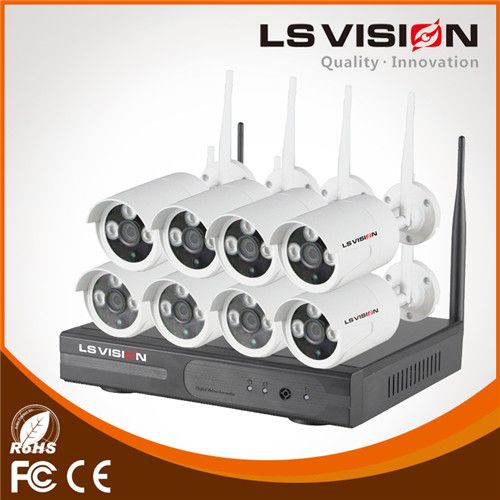 LS Vision 8 Channel 720P Real time NVR System with 8pcs Wireless WiFi Network IP Bullet Cameras