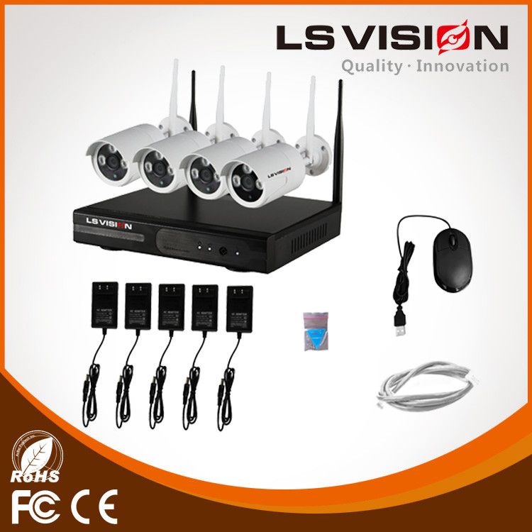 LS VISION 4CH wireless security system monitoring 960P resolution ip camera