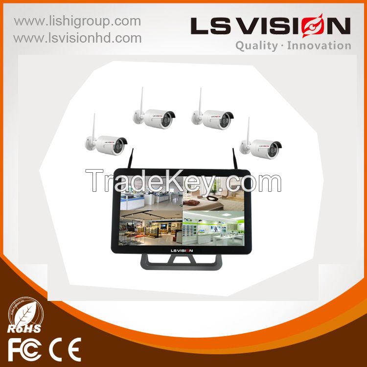 LS Vision hot selling IP camera 720P nvr monitor kits bullet & dome for choose (LS-WK7104M)