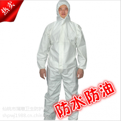 One-time breathable membrane protective clothing with hood conjoined p